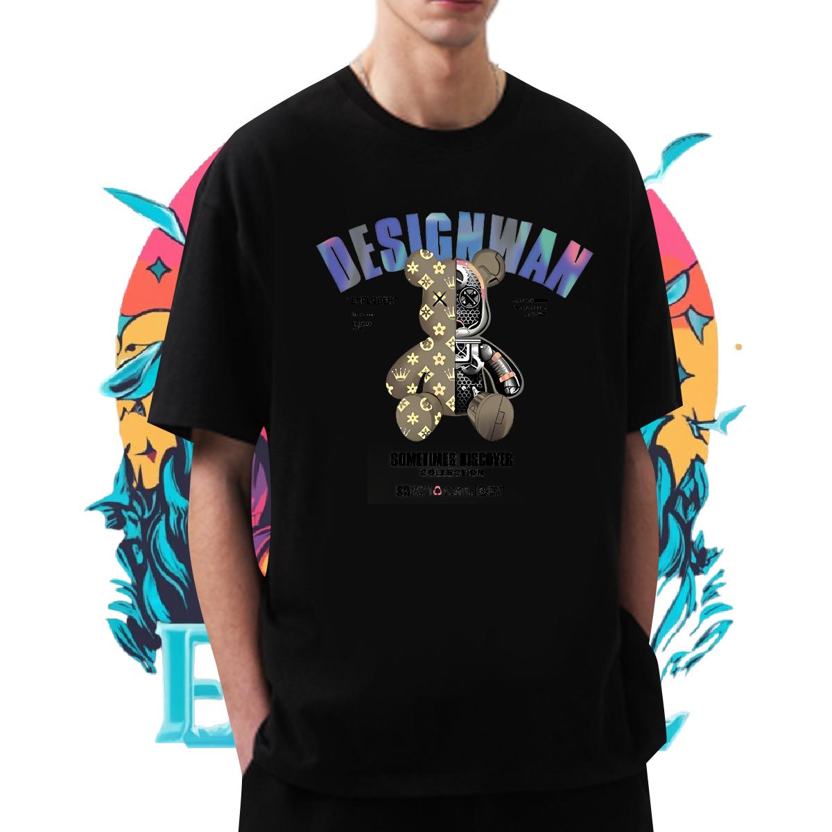 Loose Men Tops Tees Cotton Breathable Short Sleeve Street wear Hip Hop T-Shirts for Men Black White 2024 New Tee Shirt