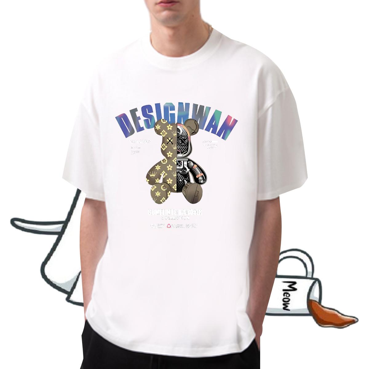 Loose Fit Men Tshirts Breathable Short Sleeve Anime Printing Street Man T Shirts Floral Print Brand Polos