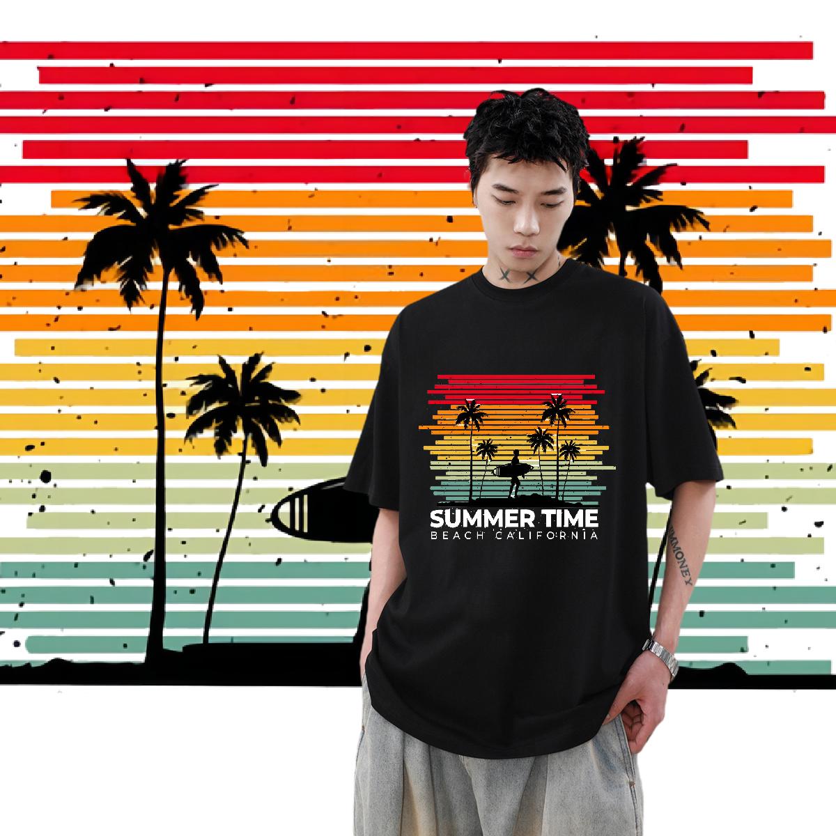 Designer Fashion Man T Shirts Skull Beach Men Tops Tees Breathable Crew Neck Cotton Wholesale