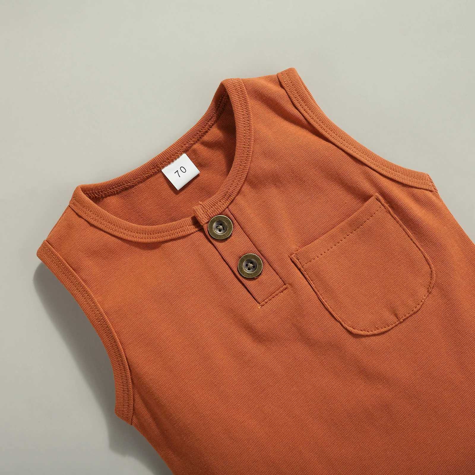 Clothing Sets 2 Pcs Newborn Summer Outfits Baby Solid Color Round Neck Tank Tops with Pocket + Drstring Shorts R240708