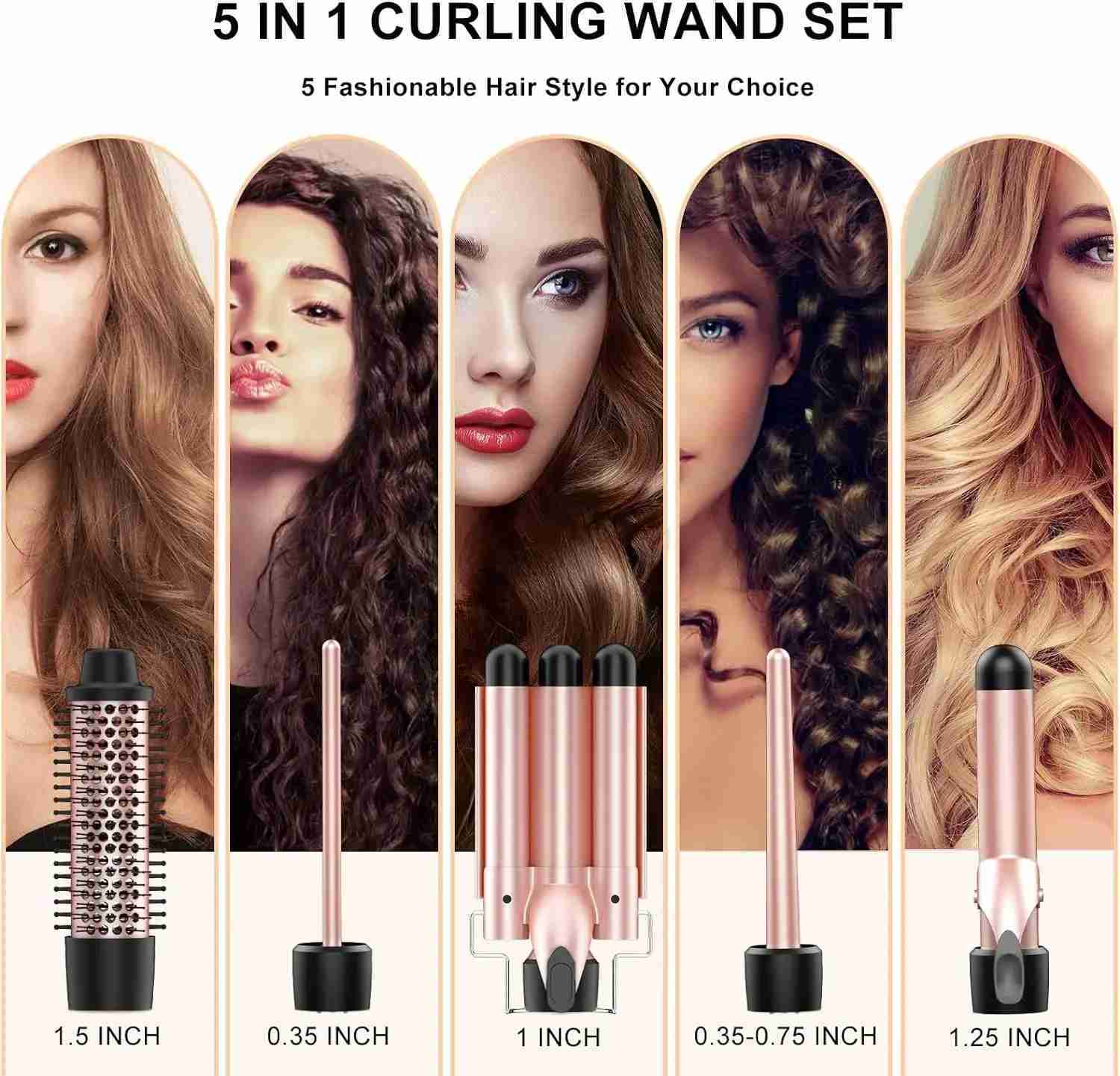YAWEEN Curling Iron Hair 5in1 With Fast Heating Up Professional Curling Iron Hair Styling Appliances Suitable For All Hair TypesM240708