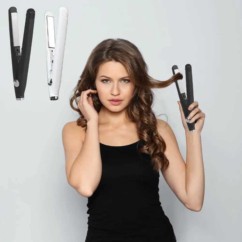 New Arrival Mini USB portable cordless straightener curling iron professional split flat iron tool straightener rechargeable St V7N5 Z241022