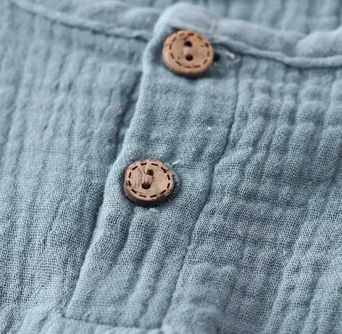 Clothing Sets 0-6Years Soft Sets Shirt Wholesale Childrens Spring Summer Organic Cotton Set Boys Girls Thin Solid Color Soft Muslin Clothes R240708
