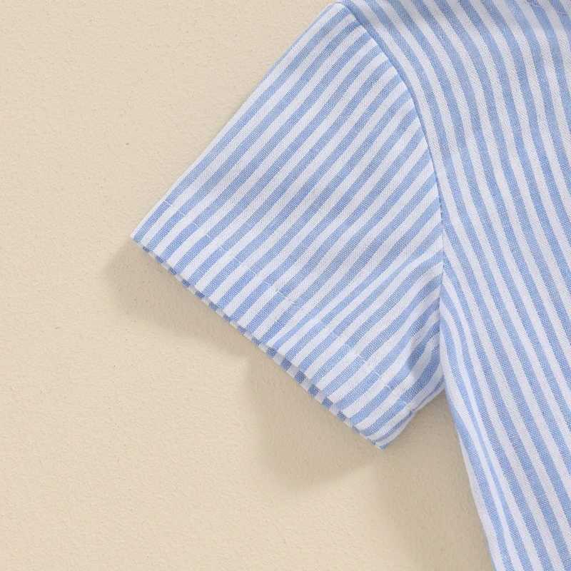 Clothing Sets Pudcoco 2Pcs Baby Boy Summer Outfits Short Sleeve Striped Print T-Shirt Button Shorts Set Toddler Clothes 6M-4T R240708