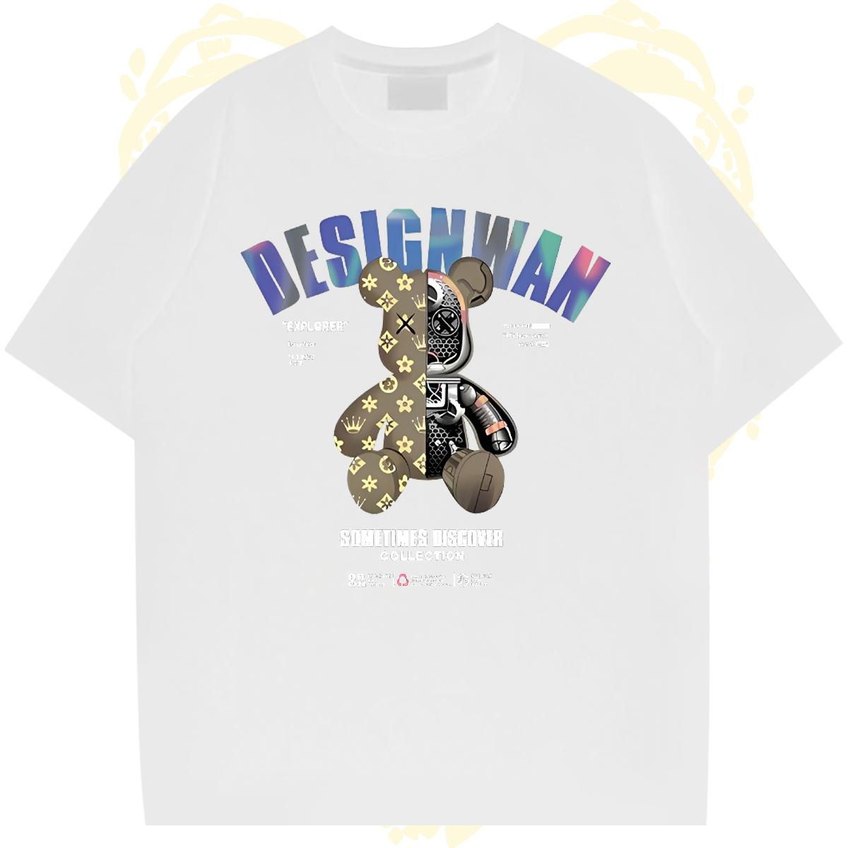 Popular T-Shirts Sports Casual 180g Cotton Couples T Shirts Wholesale Cartoon Print Top Tees