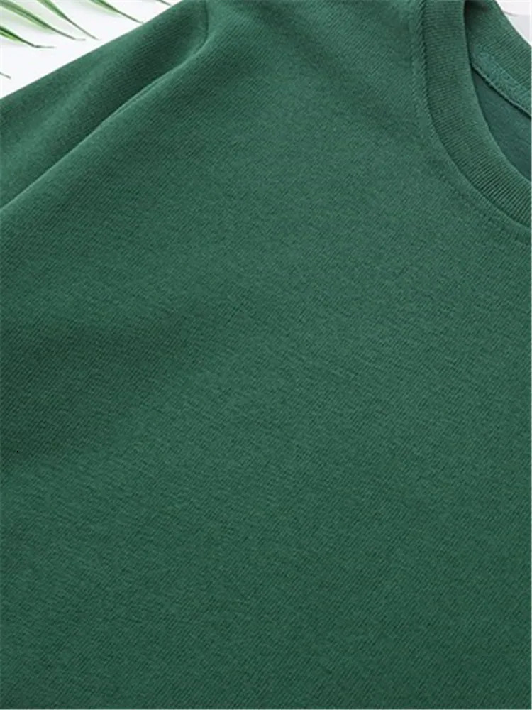 Plus Size Womens Clothing Round Neck Long Sleeve Sweatshirt Spring And Autumn Solid Color Polyester Casual Tops With Arc Bottom 240701