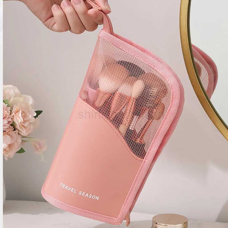 1 Pc Stand Cosmetic Bag for Women Clear Zipper Makeup Bag Travel Female Makeup Brush Holder Organizer Toiletry BagCL240708