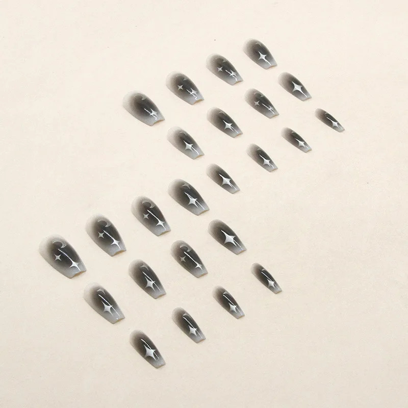 24 pieces of French minimalist moon nails with 1 jelly and 1 nail file 240705