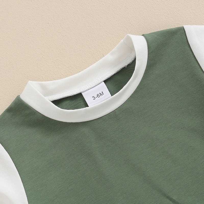 Clothing Sets 2024-03-26 Lioraitiin Summer Toddler Baby Boys 2PCS Shorts Sets Short Sleeve Contrast Color Tops and Drstring Shorts Sets R240708