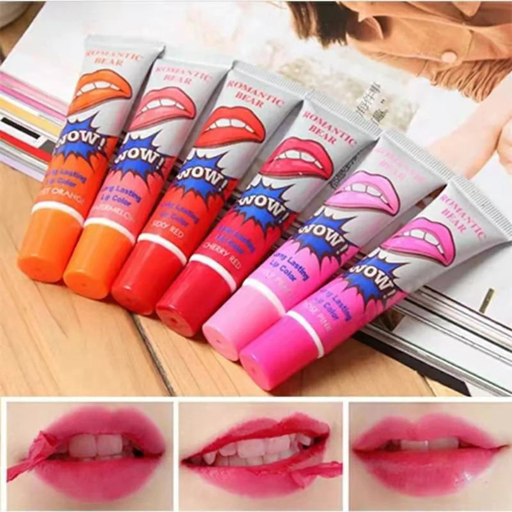 Six amazing colors of peeled liquid lipstick waterproof long-lasting lip color coloring tear lip color cosmetics 240705