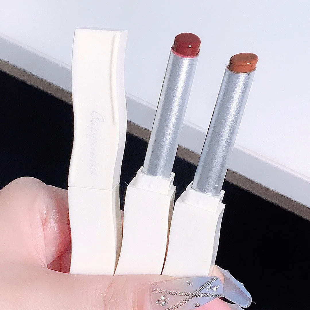 Cappuvini red lipstick black white tube lipstick light water lipstick soft mist lipstick gloss lipstick 1 mirror water 240705