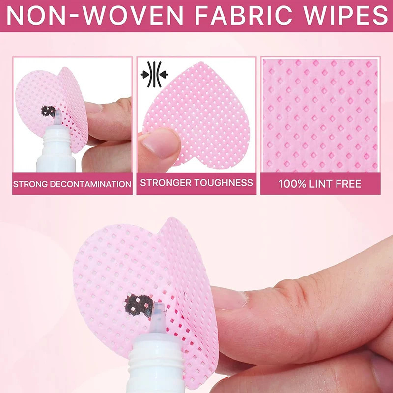 200Pcs/box unlined nail wet towel eyelash extension glue wet towel cleaning cloth non-woven nail gel removing cotton pad 240705