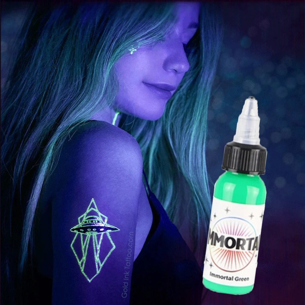 Fluorescent tattoo pigment 8-color purple light professional semi anent micro bead simple coloring body makeup ink 15mL 240705