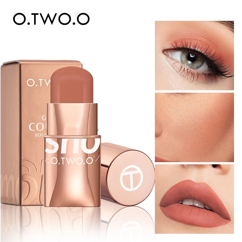 O. Two. O lipstick powder blusher stick three in one eye cheek and lip color building waterproof light cream multi stick female makeup 240705