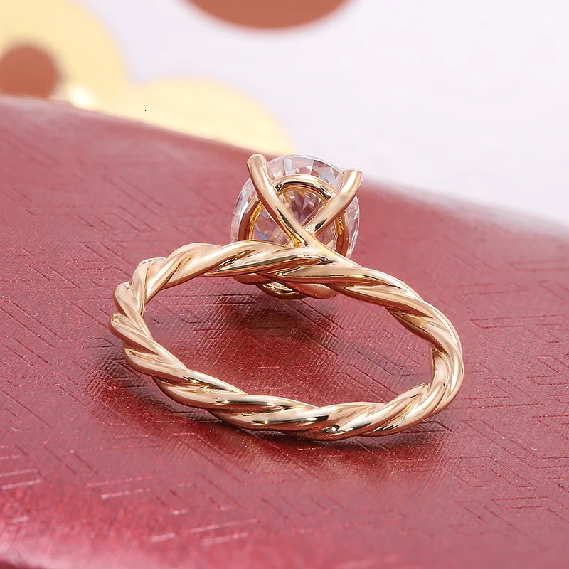 3.0carat 8X11mm EF Color VS Oval Cut CVD HPHT Diamond Ring IGI Lab Grown Diamond Engagement Ring Twist Band Ring 14K Yellow Gold 240626