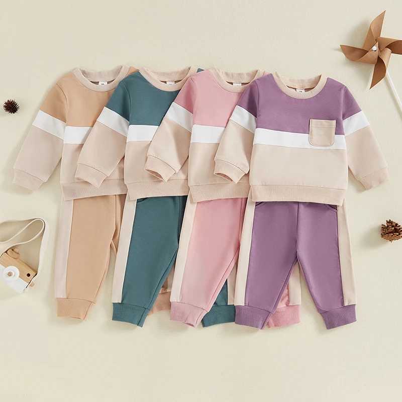 Clothing Sets Autumn New Baby Boy Girls Clothes Fall Toddler Outfits Contrast Color Long Sleeve Sweatshirt Tops and Pants 2PCS Set For Child