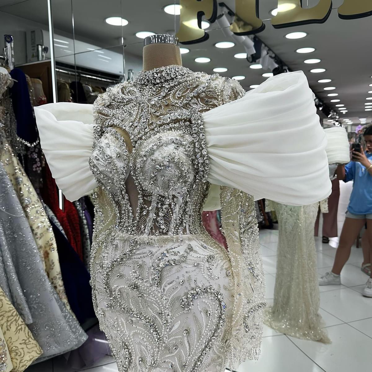 2024 Arabic Aso Ebi Plus Size Ivory Mermaid Wedding Dress Beaded Crystals Lace Vintage African Bridal Gowns Dress ZJ066