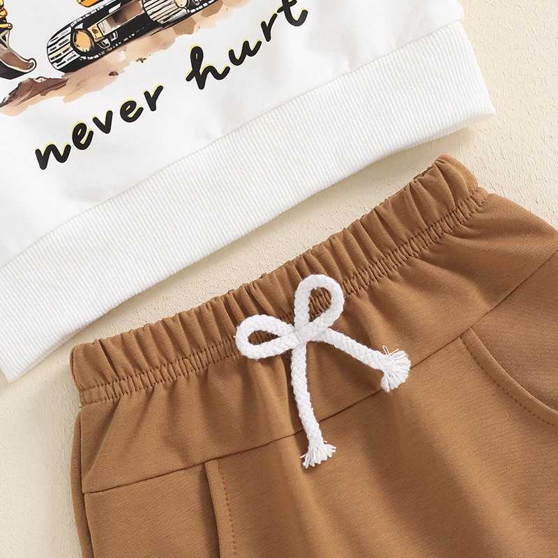 Clothing Sets 0-3Y Toddler Boys Fall Pant Outfits Excavator Letter Print Long Sleeve Pullover Sweatshirt and Sweatpants Sets Kids Tracksuits R240708