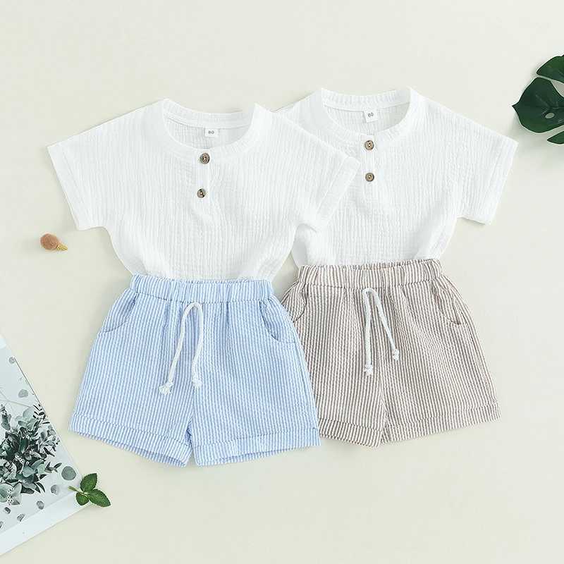 Clothing Sets Toddler Baby Boys 2PCS Casual Summer Clothes Sets Solid Color Short Sleeve Button Tops and Drstring Shorts Sets
