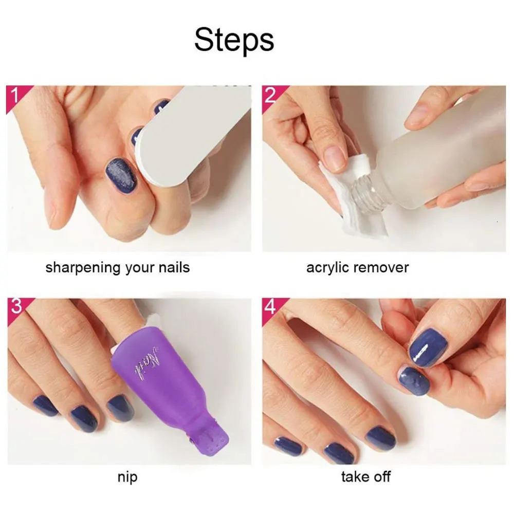 10 plastic nail art cap clip UV gel removal package nail polish removal package nail polish removal clip nail cleaning r art tool 240705
