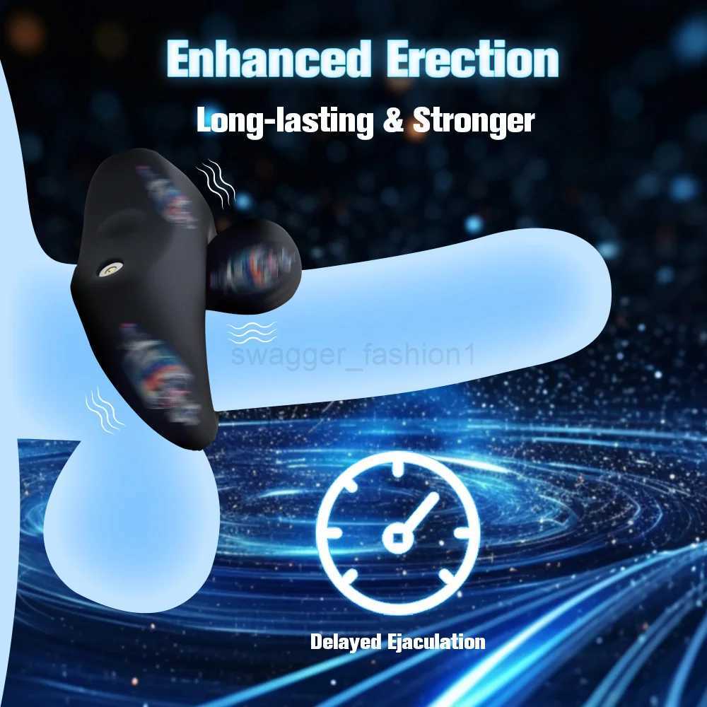 Vibrating Penis Rings Triple Motors Lock Ring Remote Control Vibrator 10 Vibration Modes Enhanced Erection Adult Erotic ToysB240708