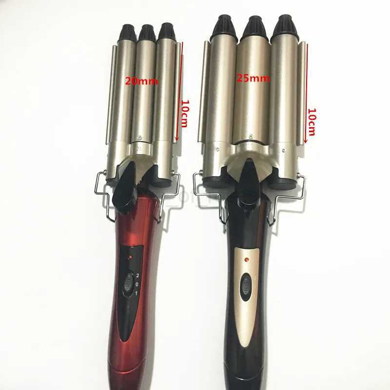 Voltage 110-240 - v sale Fashion Three pipe joint Ceramic Triple Barrels Curling Iron Deep Wave Curler Hair Waver FreeshippingM240708
