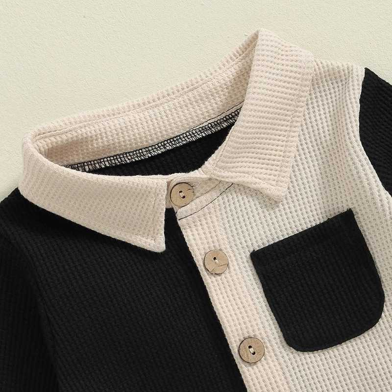 Clothing Sets 2024-05-29 Lioraitiin 6M-4Y Baby Boy Fall Outfits Classic Long Sleeve Contrast Color Shirt + Pants Set Toddler Warm Clothes