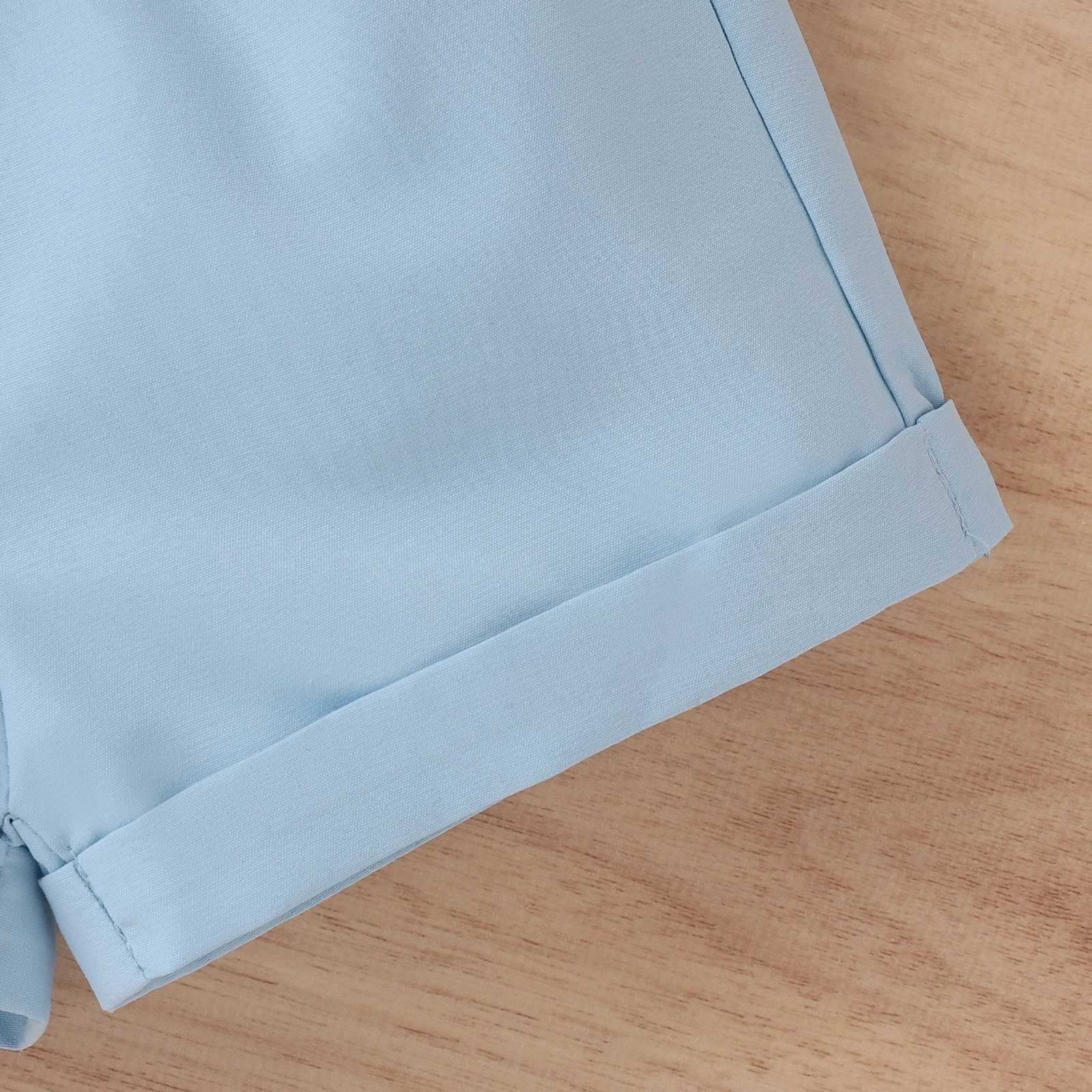 Clothing Sets Toddler Kids Baby Girls Summer Outfit Sets White Sleeveless Ruffle Ribbed Tops + Solid Color Shorts 2Pcs Set 6M-5T R240708