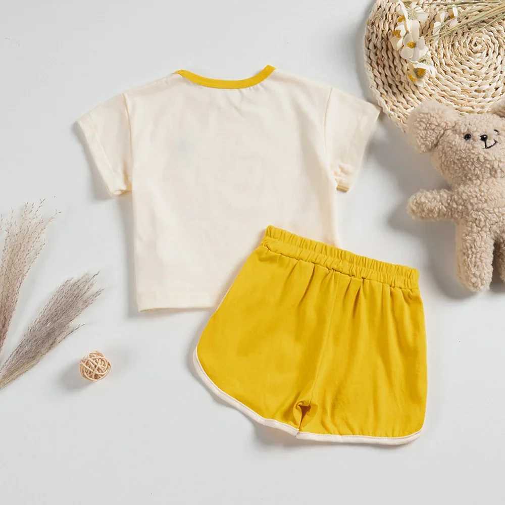 Clothing Sets Summer Baby Suit 0-2Y Cute Cartoon Embroidery T-shirt and Shorts 2 Pcs Boys Girls Suit Cotton Clothing R240708