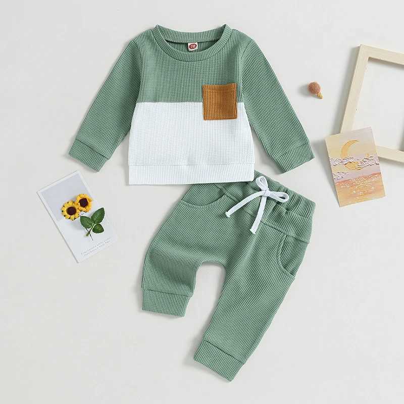 Clothing Sets 0-3Y Baby Boys Autumn Outfits Toddler Long Sleeve Pocket Pullover Tops Sweatshirts Pants Kids Boys Clothes Sets Tracksuits R240708