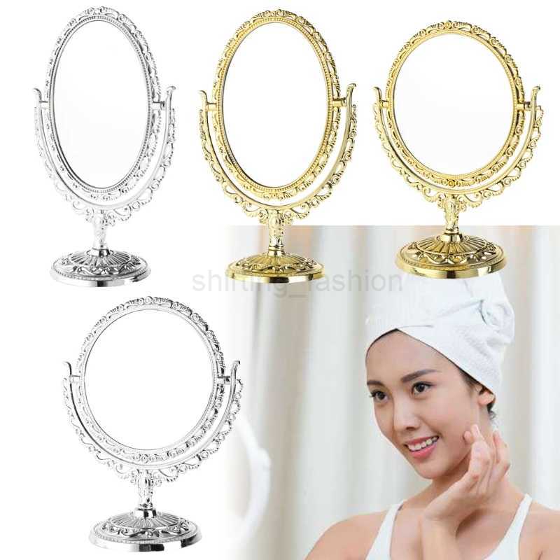 2 Sides Makeup Mirror Stand Table Cosmetic Mirror Plastic Dresser Mirrors ToolsCL240708