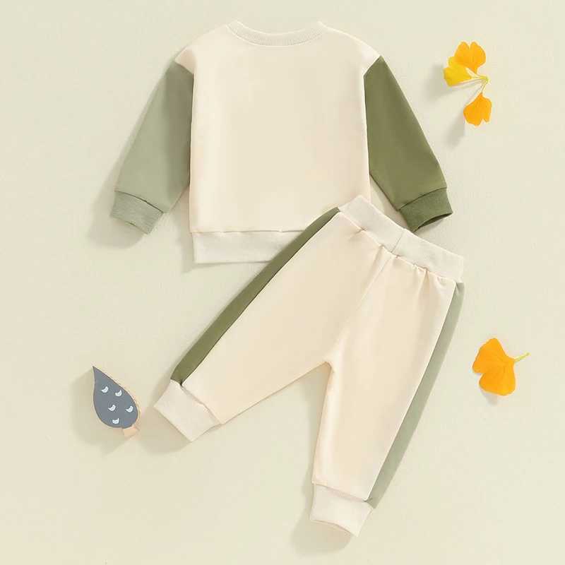 Clothing Sets Toddler Boys Autumn Outfits Contrast Color Long Sleeve Sweatshirts and Long Pants 2Pcs Set Kids Clothes Tracksuits R240708