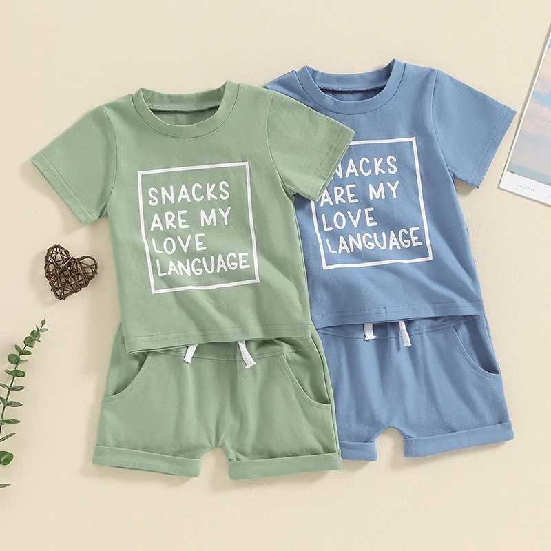 Clothing Sets Pudcoco Toddler Baby Boys Summer Outfits Letter Print Short Sleeve T-Shirt and Shorts for 2 Piece Vacation Clothes Set 3M-3T R240708