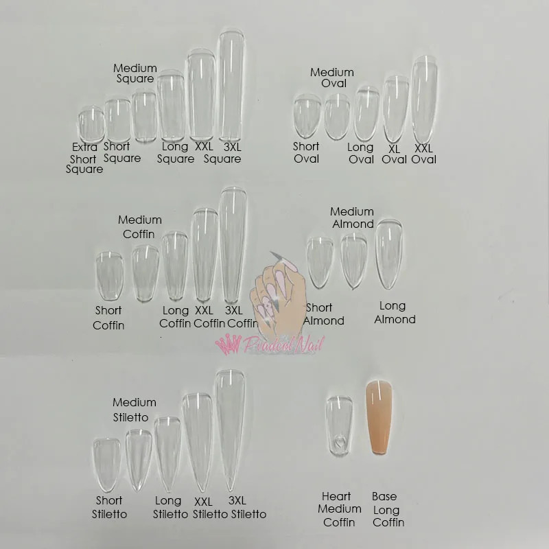 Gel X nail extension system full cover carving transparent square middle coffin pressing false nail tip 240705