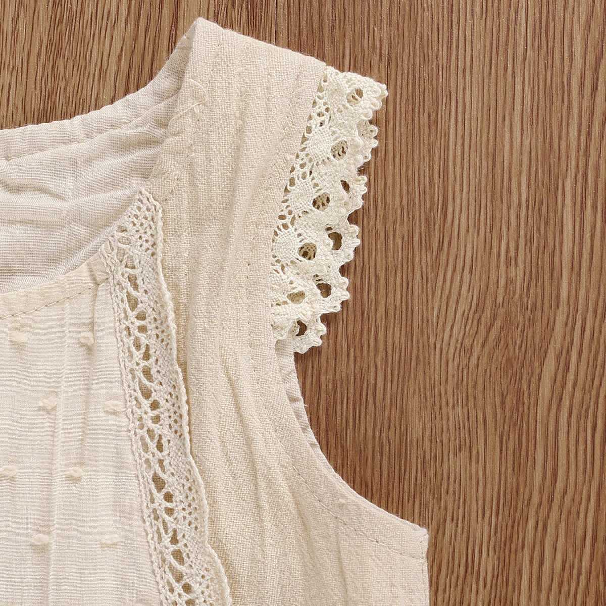 Clothing Sets 2 Pcs Babys Summer Suit Sleeveless Lace Vest Top Layered Hem + Tiered Skirt Panty Outfit for Toddler Girl 6M-4Y R240708