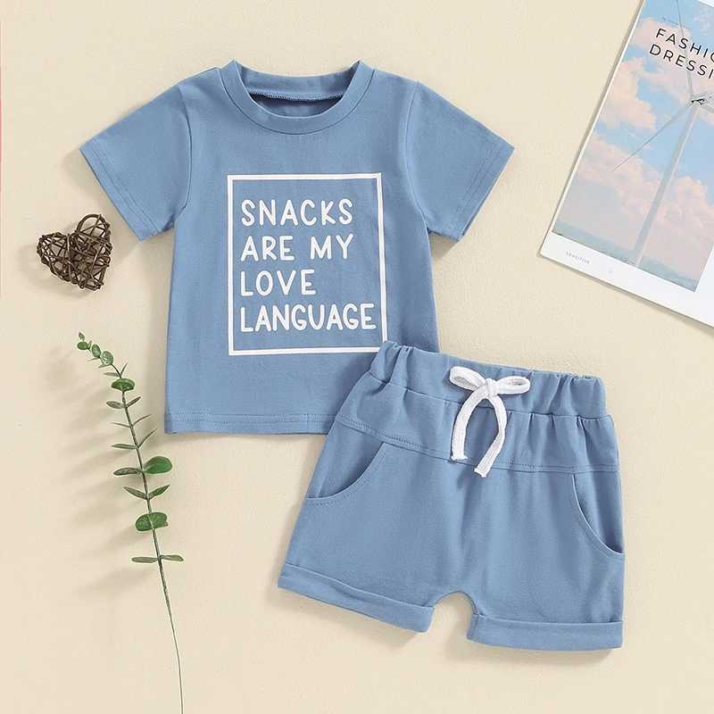 Clothing Sets Pudcoco Toddler Baby Boys Summer Outfits Letter Print Short Sleeve T-Shirt and Shorts for 2 Piece Vacation Clothes Set 3M-3T R240708