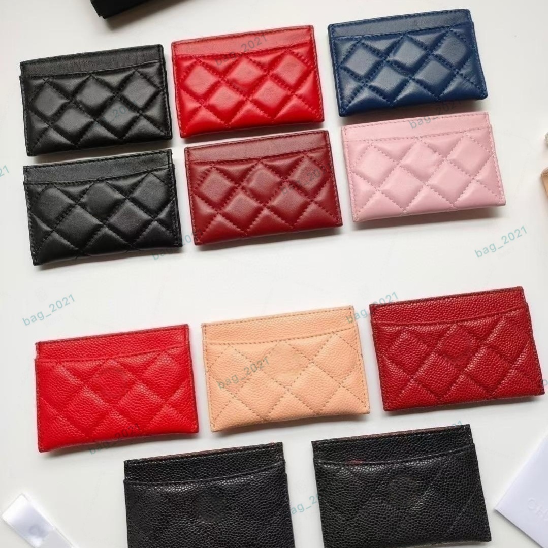 Top Quality Designer C Card Holder Purses Wallets With Box Caviar Lambskin Genuine Leather Womens Coin Purse Wallet Security Code AP0213