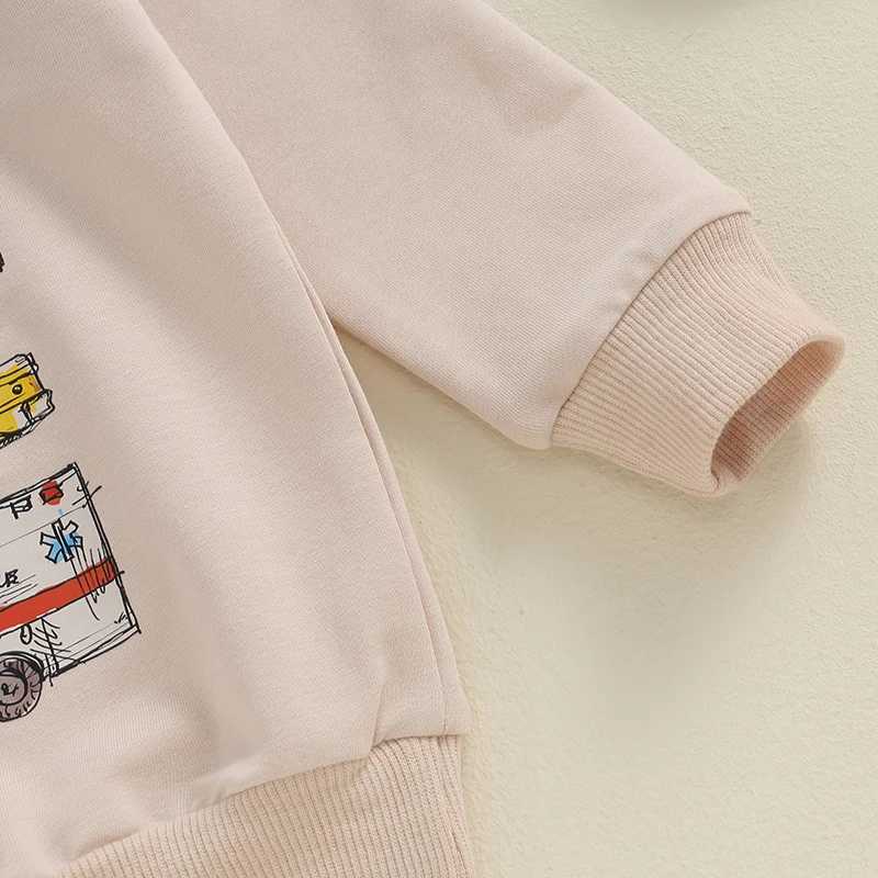 Clothing Sets 0-4Y Little Boys Spring Fall Pant Outfits Vehicles Print Long Sleeve Pullover Tops Sweatshirt Pants Sets Toddler Tracksuits R240708