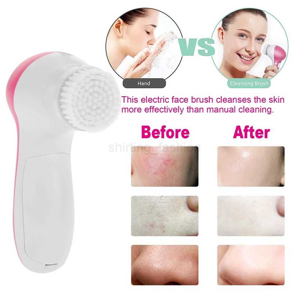 5 in 1 Electric Face Scrubber Cleanser Multifunction Face Cleansing Brush for Gentle Exfoliation Face CareCL240708