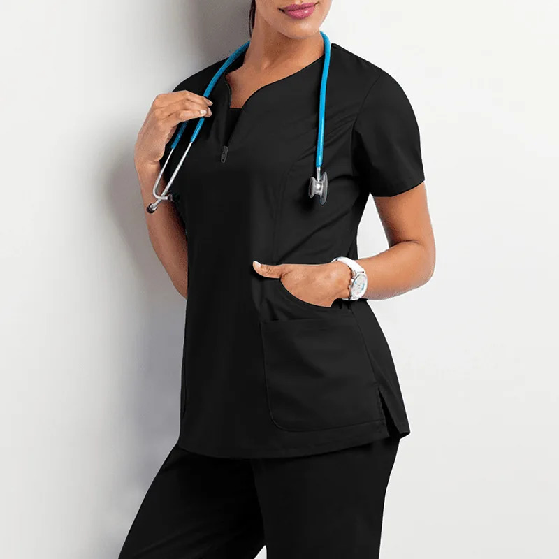 Custom Print Scrubs Blouse Women Salon Pet Work Wear Shirts Spa Grooming Institution Blouse Scrubs Tops 240704