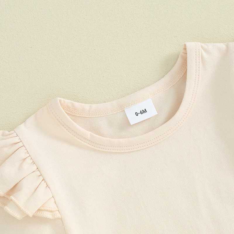 Clothing Sets 2023-12-21 Lioraitiin 0-3Y Kid Baby Girls Clothes Set Short Sleeve Solid O-Neck T-shirt with Elastic Waist Shorts Summer Outfit R240708