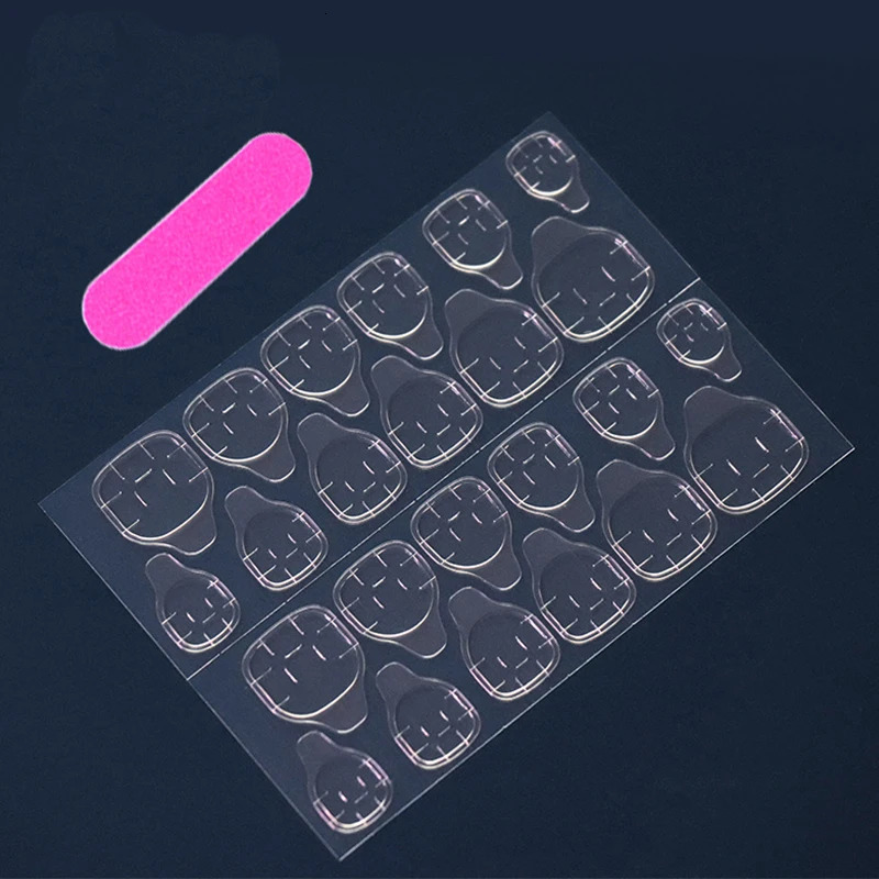 24 pieces of French minimalist moon nails with 1 jelly and 1 nail file 240705