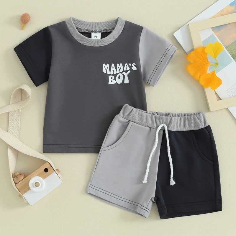 Clothing Sets 2023-12-29 Lioraitiin 0-3Y Toddler Baby Boys Girls Summer Outfits Short Sleeve Contrast Color Tops and Pocket Shorts ClothesSet R240708