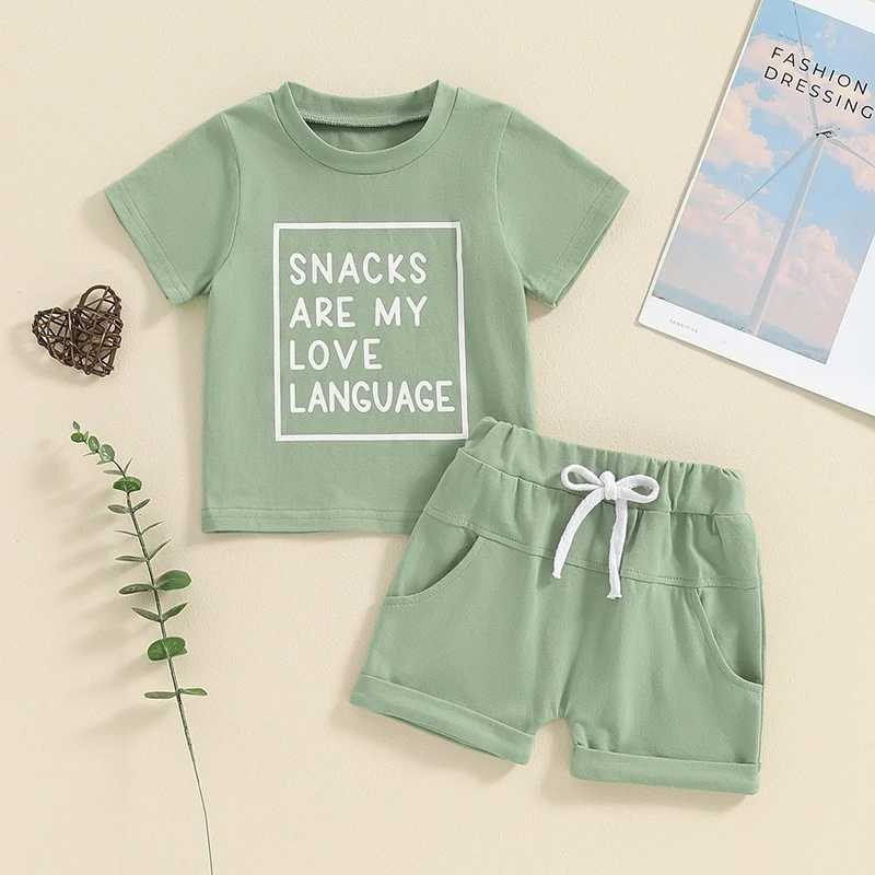 Clothing Sets Pudcoco Toddler Baby Boys Summer Outfits Letter Print Short Sleeve T-Shirt and Shorts for 2 Piece Vacation Clothes Set 3M-3T R240708