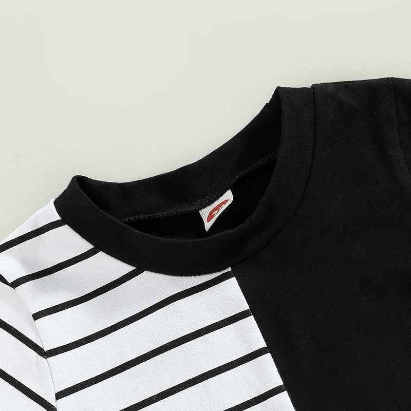 Clothing Sets 2023-02-14 Lioraitiin 0-3Years Toddler Baby 2Pcs Summer Outfits Patchwork Short Sleeve Contrast Color Tops Pocket Shorts Set R240708