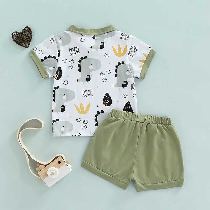 Clothing Sets 2022-03-12 6M-4T Lioraitiin Summer Toddler Kids Boys Casual Suit Cartoon Printed Short Sleeve Tops+Short Pants Clothes Set R240708