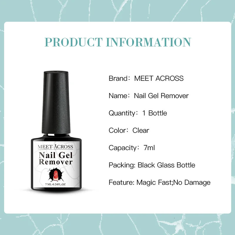 MEET ACROSS 7ML Magic Quick gel nail polish Varnish Soak Off UV Cleaning Function gel Removal Tool Nail Art 240705