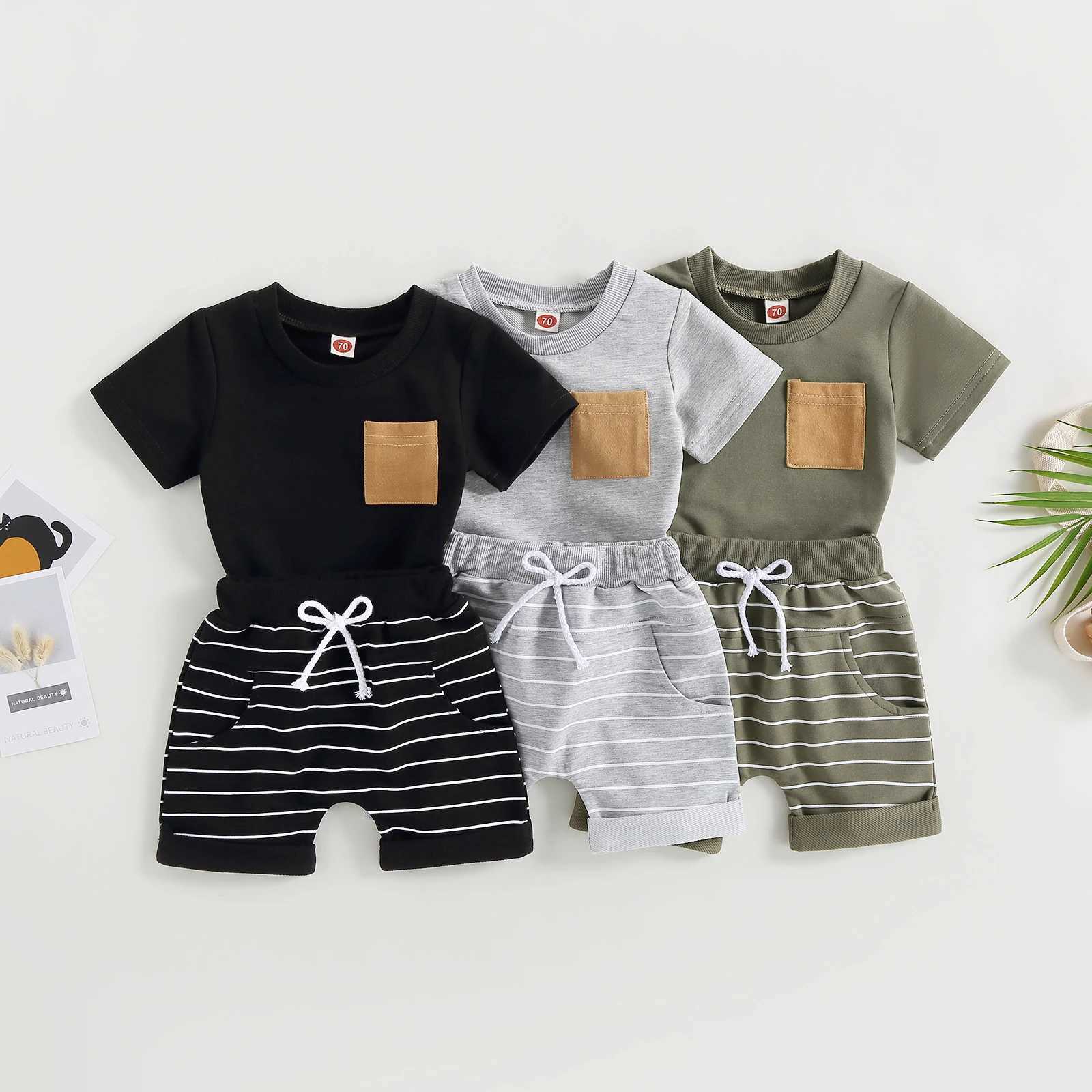 Clothing Sets Pudcoco Infant Newborn Baby Boys Summer Outfit Sets Black Short Sleeve O Neck Letter Tops Cattle Head Cactus Print Shorts 0-18M R240708