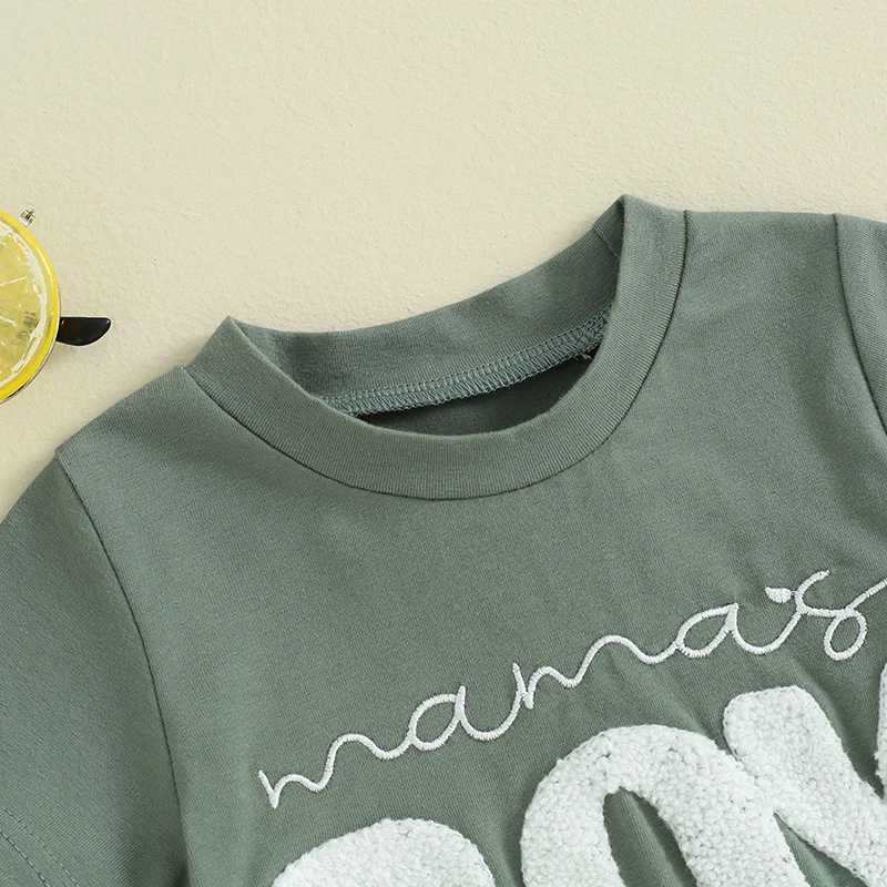 Clothing Sets 2024-02-22 Lioraitiin 0-3Y Summer Kids Baby Boys Clothes Sets Fuzzy Letter Embroidery Short Sleeve T-shirts+Pocket Shorts Outfit R240708