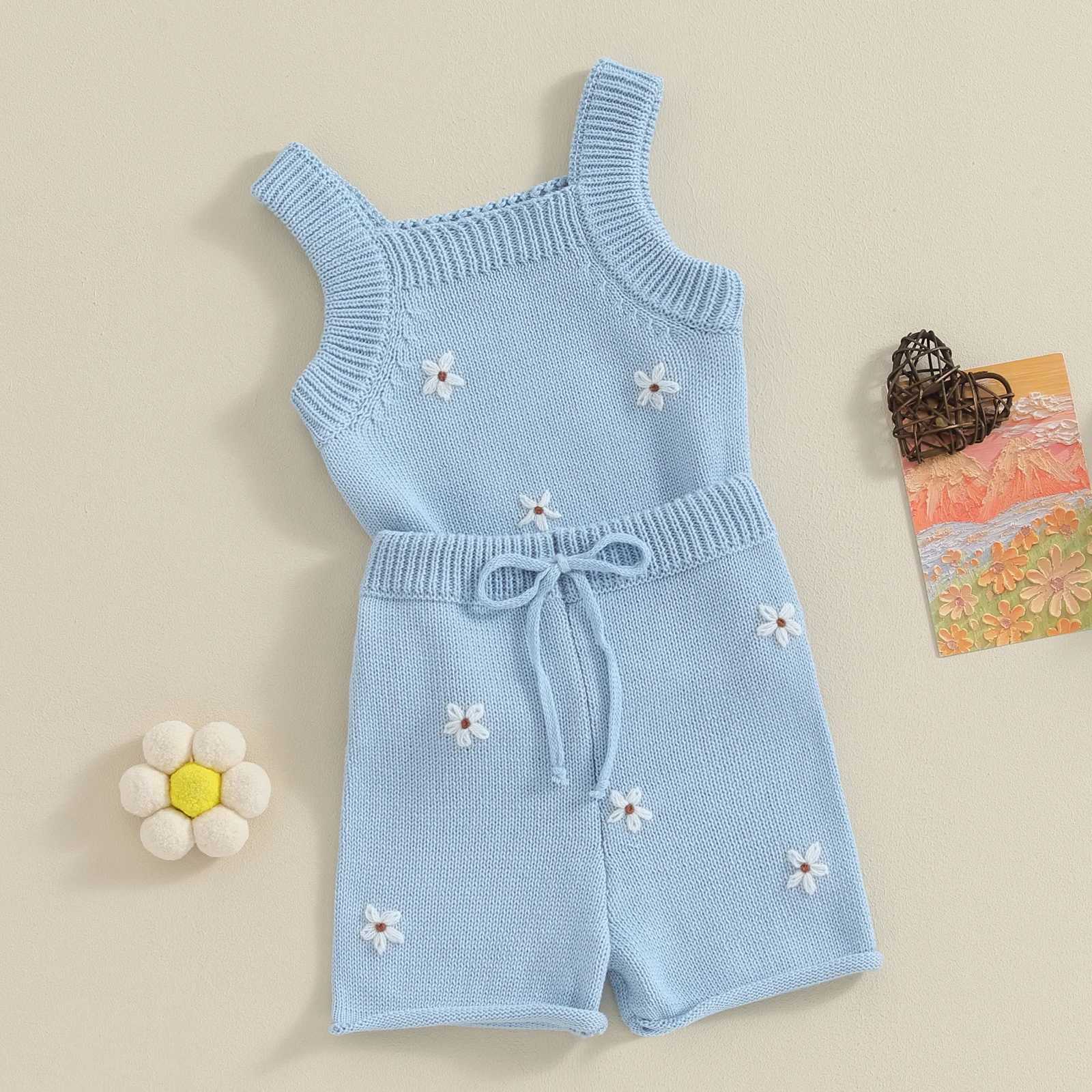 Clothing Sets Pudcoco Baby Girl Summer Outfit Flower Embroidered Camisoles Knit Tank Tops Drstring Elastic Waist Shorts 2Pcs Clothes 0-18M R240708